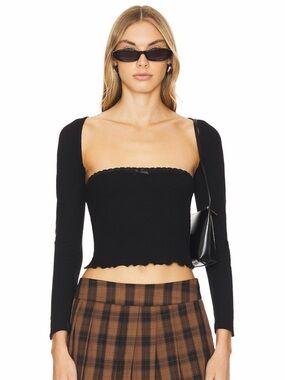 More To Come Revolve Black Vera Cropped Long Sleeve Shrug Sweater Size M NWT